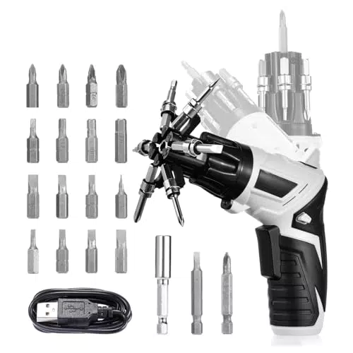 Avvitatore Elettrico 3.6V con Corpo Girevole e 19 Accessori per Punte