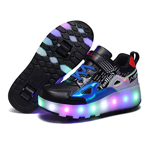 Axcer Scarpe LED Skateboard per Bambini con Ruote Retrattile Sportive