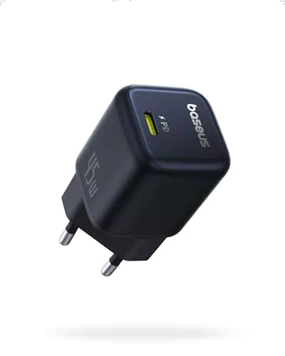 Baseus PicoGo Caricatore USB C GaN 45W, Caricabatterie Rapido PD 3.0 Compatibile con iPhone e Galaxy