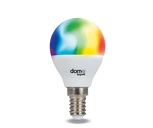 Beghelli Lampadina LED Smart Sfera E14 5W RGB-CCT WiFi con Controllo Vocale