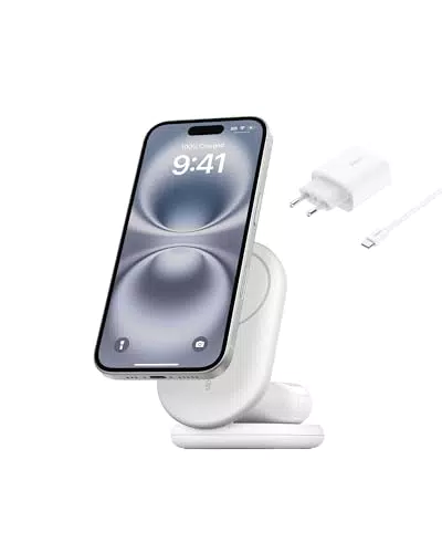 Belkin BoostCharge Caricabatteria magnetico pieghevole 2 in 1 Qi2 15W MagSafe