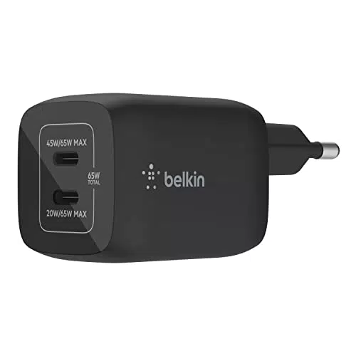 Belkin Caricabatteria da Parete USB-C 65W Ricarica Rapida PD 3.0 GaN