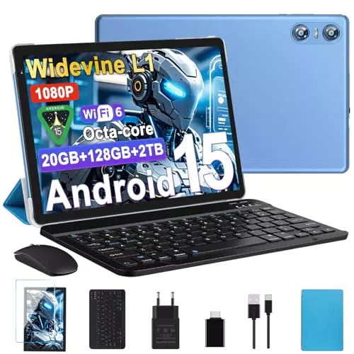 Biegedy Tablet 10" Android 15, 20GB RAM, 128GB ROM, Octa-Core, 5G, WiFi 6