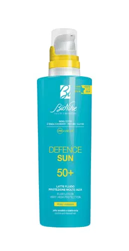 Bionike Defence Sun Latte Fluido Solare SPF 50+ per Pelli Sensibili, Waterproof