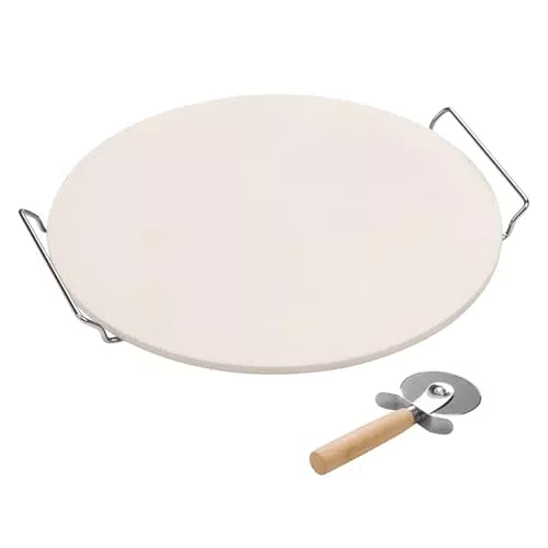 Brigros MasterCook - Pietra Refrattaria per Pizza e Tagliapizza in Acciaio Inox