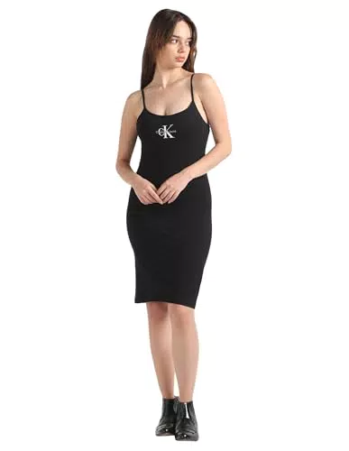 Calvin Klein Monologo Strappy Dress - Abito Donna a T-Shirt