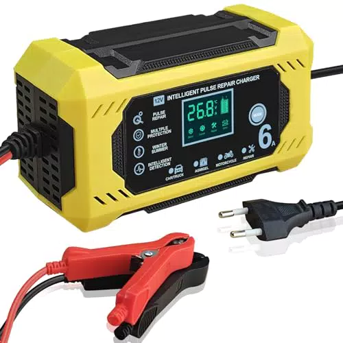 Caricabatterie Auto Intelligente 12V 6A con Schermo LCD e Protezioni Multiple