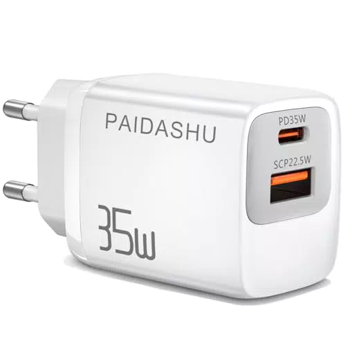 Apple Caricatore USB C PD 35W con 2 Porte, Alimentatore PD 3.0 per iPhone e iPad
