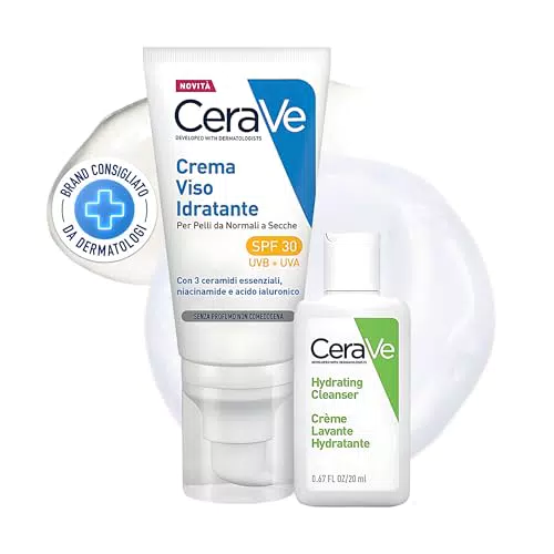 CeraVe Kit Viso Idratante SPF 30 e Detergente per Pelli Normali e Secche