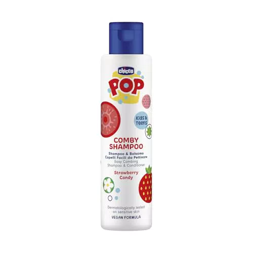 Chicco POP Shampoo e Balsamo Fragola Senza Lacrime, Formula Vegana per Bambini