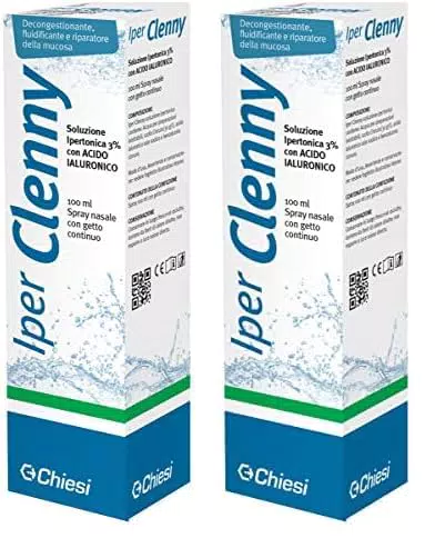 Clenny Spray Nasale Ipertonico 3% con Acido Ialuronico per Raffreddore e Rinite