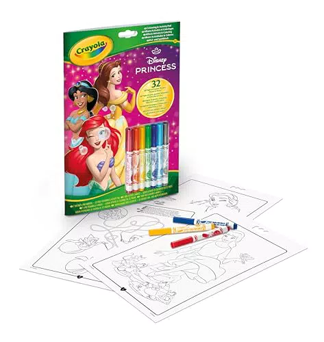 Crayola Album Attività e Coloring Disney Princess con Mini Pennarelli Lavabili