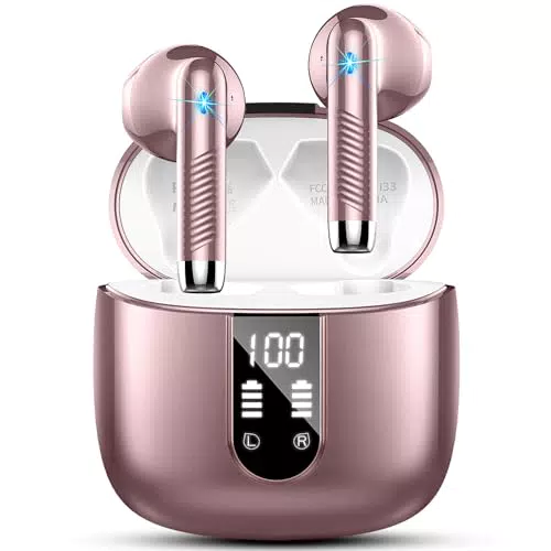 Cuffie Bluetooth 5.4, 2025 Auricolari Bluetooth 56H Stereo Cuffie Wireless In Ear con 4 ENC Mic