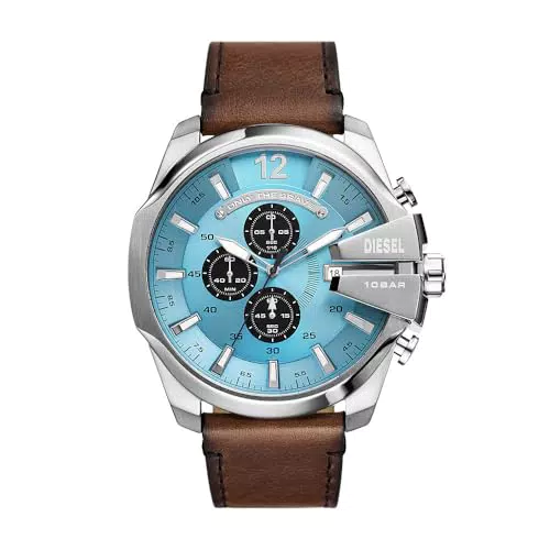 Diesel Mega Chief Orologio da Uomo con Cronografo, Cassa in Acciaio Inossidabile da 51 mm