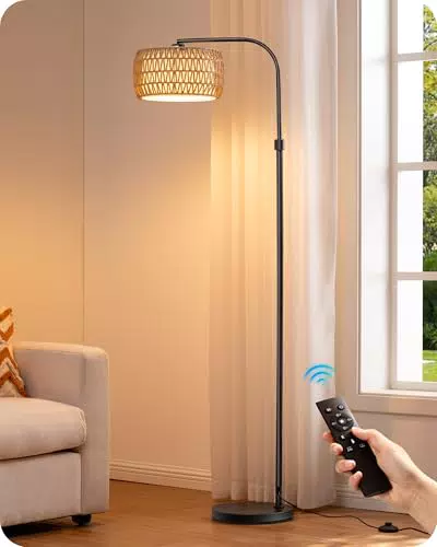 EDISHINE Lampada da Terra ad Arco Dimmerabile con Telecomando e Lampadina LED E27