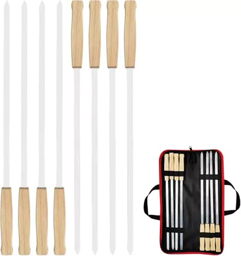 Ertisa Spiedini in Acciaio Inox per Barbecue e Grigliatura con Manico in Legno