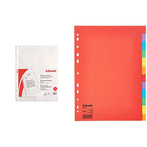 Esselte Buste Perforate Standard PPL Antiriflesso A4 + Divisori per Raccoglitori