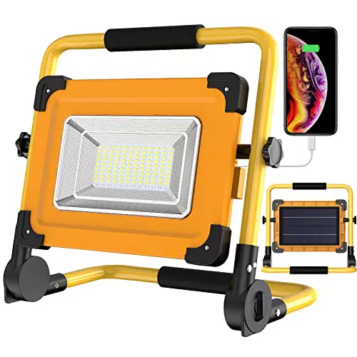 Faretto LED Portatile Solare 100W, Luce da Lavoro Ricaricabile e Impermeabile