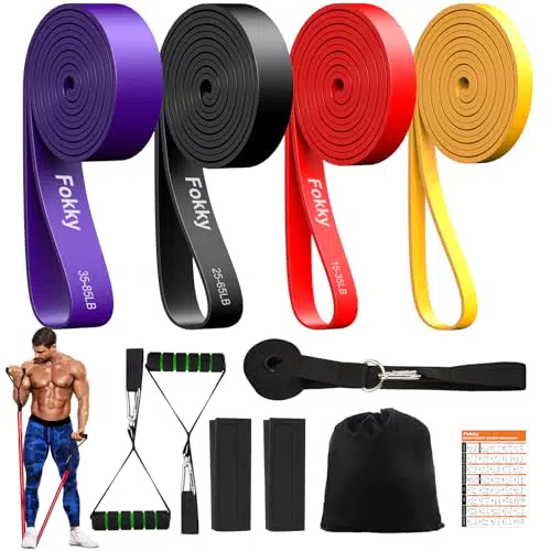 Fokky Elastici Fitness con Maniglie e Ancoraggio per Allenamento e Stretching