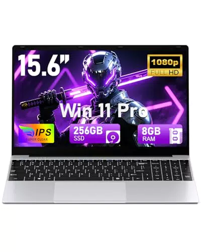 FUNYET Laptop 15.6" Celeron N4020, 8 GB RAM, 256 GB SSD, Win 11 Pro, IPS FHD