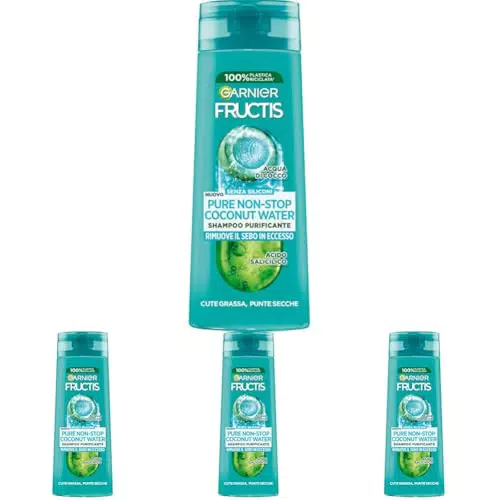 Garnier Fructis Shampoo Purificante per Capelli Grassi e Secche con Acqua di Cocco