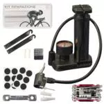 Kit Riparazione Bici 3 in 1 - Multitool, Pompa a Pedale e Kit Foratura Universale