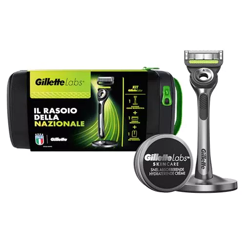Gillette LABS Rasoio Manuale con Lamette, Barra Integrata e Crema Idratante