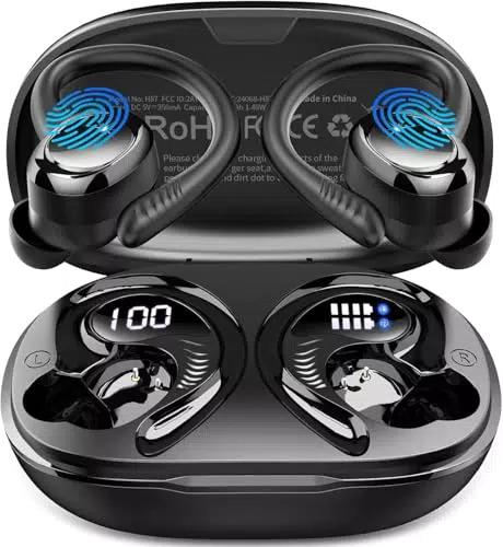 Hupoaf Cuffie Bluetooth Sport, Auricolari Bluetooth 5.4 HiFi Stereo