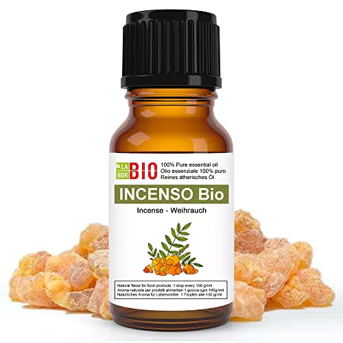 Laborbio Olio Essenziale di Incenso Bio 100% Puro per Aromaterapia e Cucina