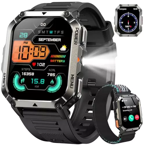 IOWODO Smartwatch Militare con Chiamate Bluetooth, Monitoraggio Salute e IP68