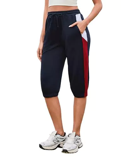 Jahetuul Pantaloni Jogging Donna 3/4 Estivi per Fitness e Sportivi Capri in Cotone