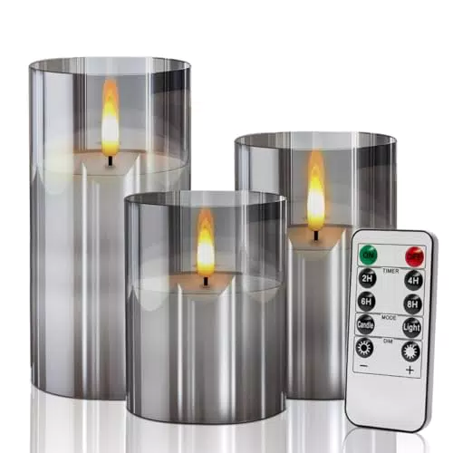 JUAUO Candele a LED effetto fiamma con telecomando e timer per decorazioni eventi