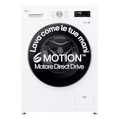 LG F4NX1008NWK Lavatrice a Carica Frontale Classe A, Wi-Fi e 6 Motion Direct Drive