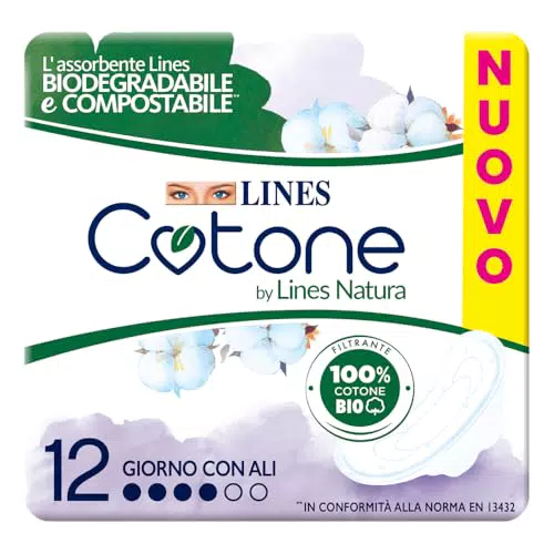 Lines Natura Assorbenti in Cotone Biodegradabili e Compostabili, 100% Bio