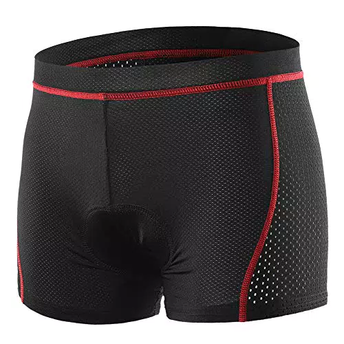 Lixada Pantaloncini Intimo Ciclismo da Uomo Traspirante Gel Imbottito per MTB Ciclismo a Lunga Distanza Nero/Nero e Rosso