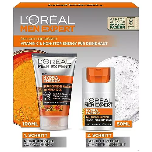 L'Oréal Men Expert Kit Cura Pelle Stanca con Gel Detergente e Crema Viso 24H