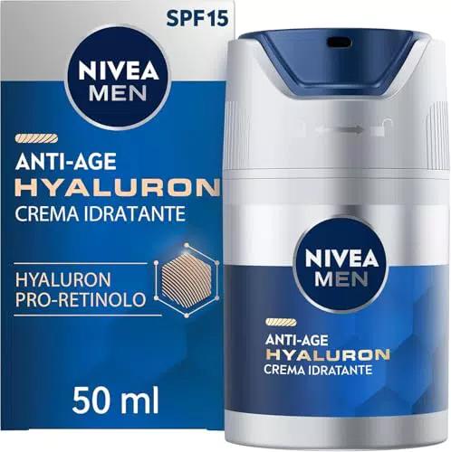 NIVEA MEN Crema Idratante Anti-Age con Acido Ialuronico e FP15 per Uomini