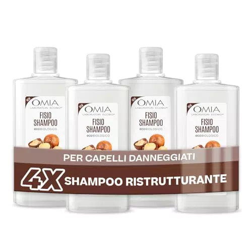 Omia, Fisio Shampoo Eco Bio con Olio di Macadamia, Per Capelli Danneggiati