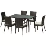 Outsunny Set da Pranzo da Giardino in Rattan e Acciaio con Cuscini Lavabili