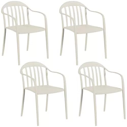 Outsunny Sedie da Giardino Impilabili con Braccioli e Schienale, Resistente UV