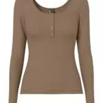 Pieces Pckitte LS Top Noos BC T-Shirt, Burro di Mela, M