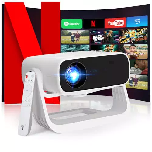 Wielio Proiettore Intelligente FHD 1080P 4K, WiFi 6, Basso Rumore e Correzione Trapezoidale