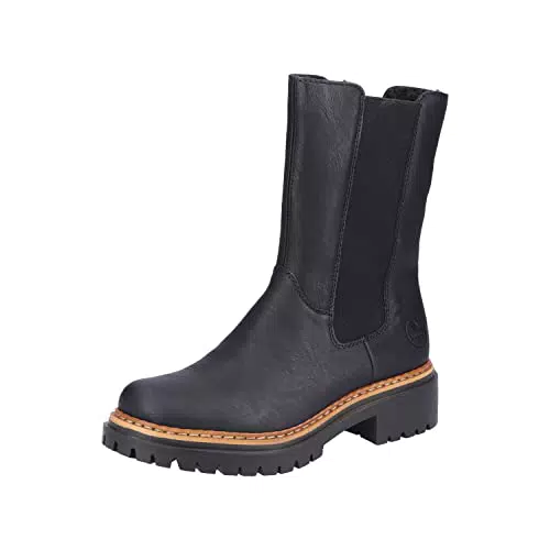 Rieker 72683, Stivali Chelsea Donna, Nero