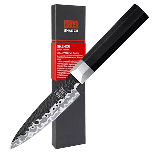SHAN ZU Coltello da Frutta 9.6 cm, Giapponese 9Cr18MoV Acciaio Inossidabile