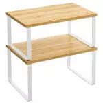SONGMICS Scaffale Portaspezie Espandibile e Impilabile in Metallo e Legno KCS02NW