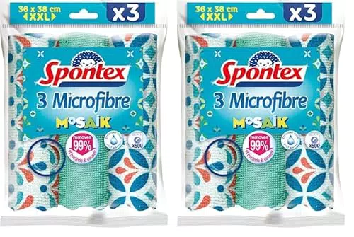 Spontex Microfibre Mosaik Panni 30 x 40cm, 3 Pezzi