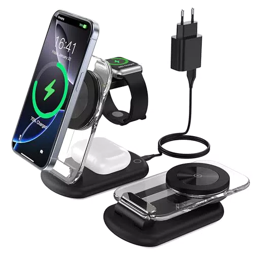 Apple Stazione di Ricarica Mag Safe 3 in 1 per iPhone 15 e Apple Watch