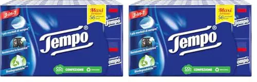 Tempo Fazzoletti Tascabili Classic - 4 veli - 56 pacchetti da 9 fazzoletti