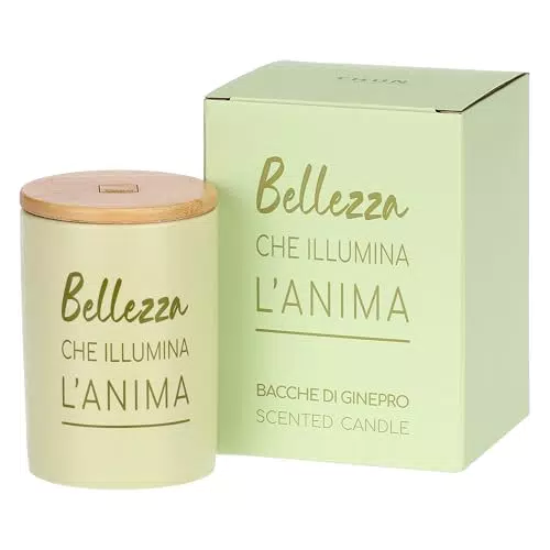 THUN Candela "Bellezza che illumina l'anima" in stoneware con tappo in legno