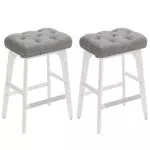VASAGLE Sgabelli da Bar in PU con Bottoni Trapuntati e Gambe in Legno, LBC085G01